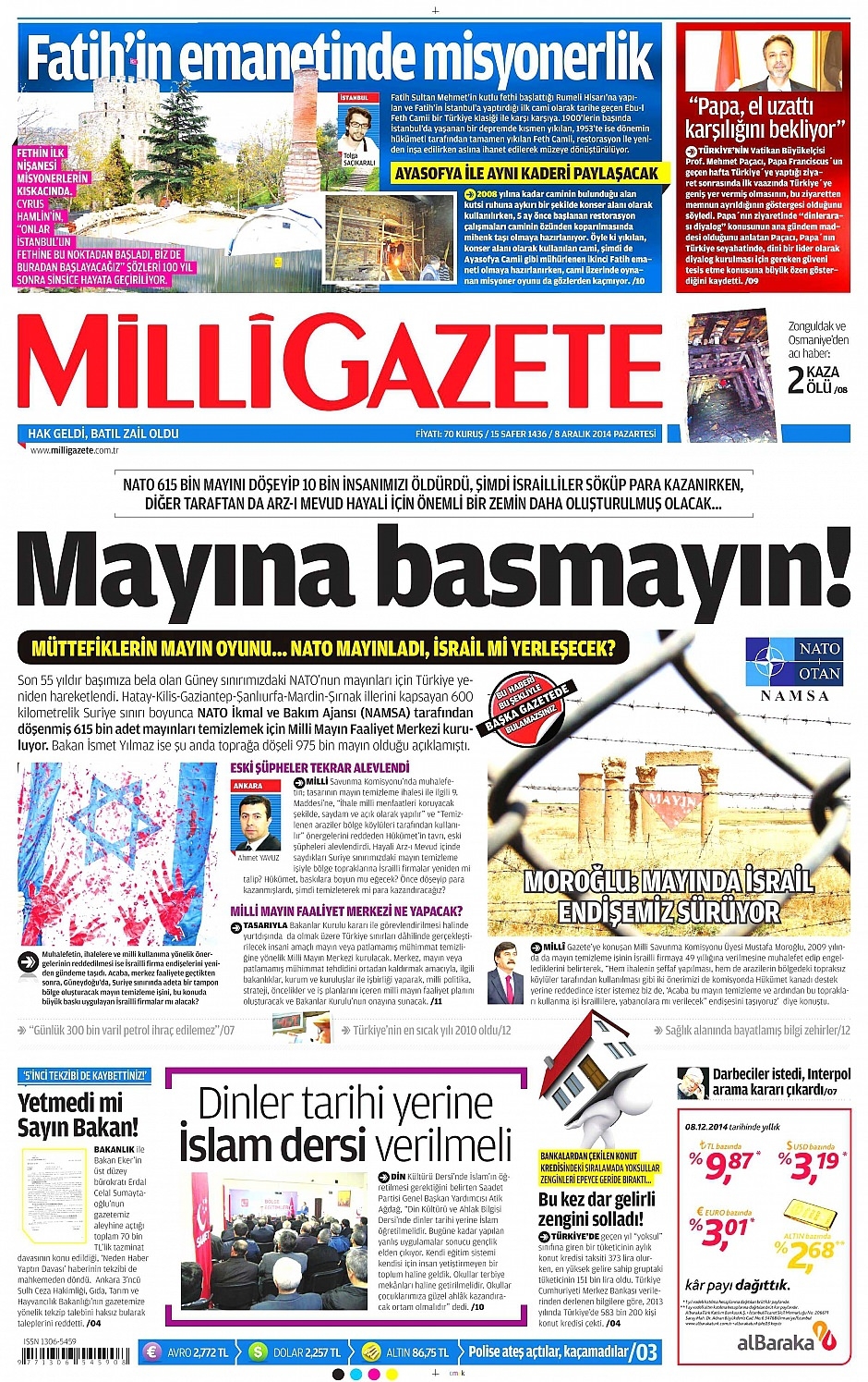 8 Aralık 2014 gazete manşetleri 14