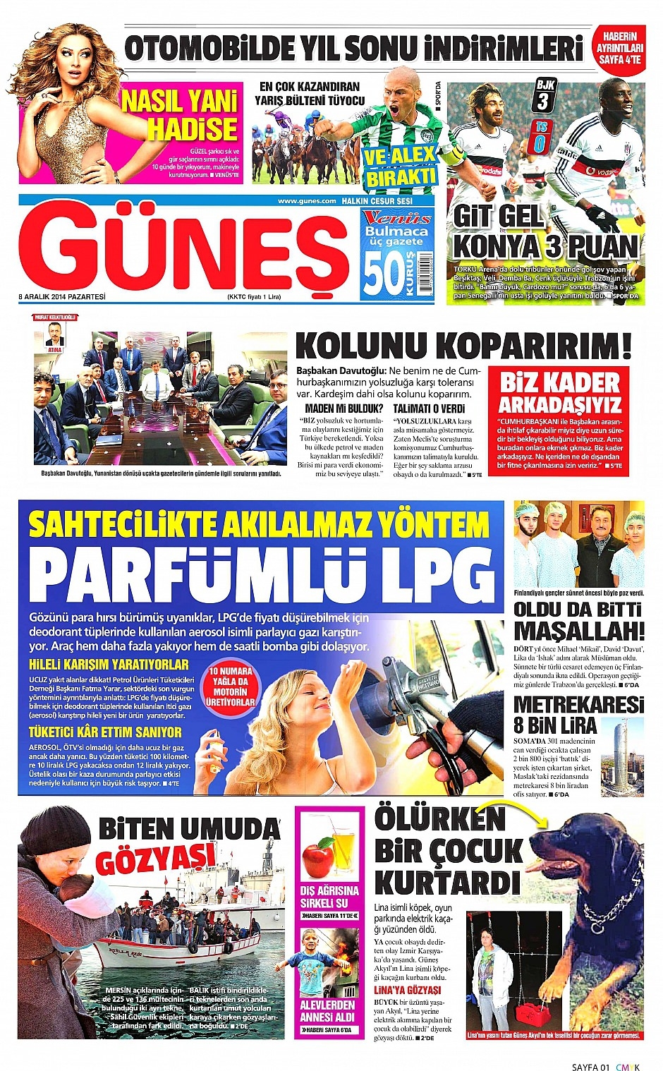 8 Aralık 2014 gazete manşetleri 16