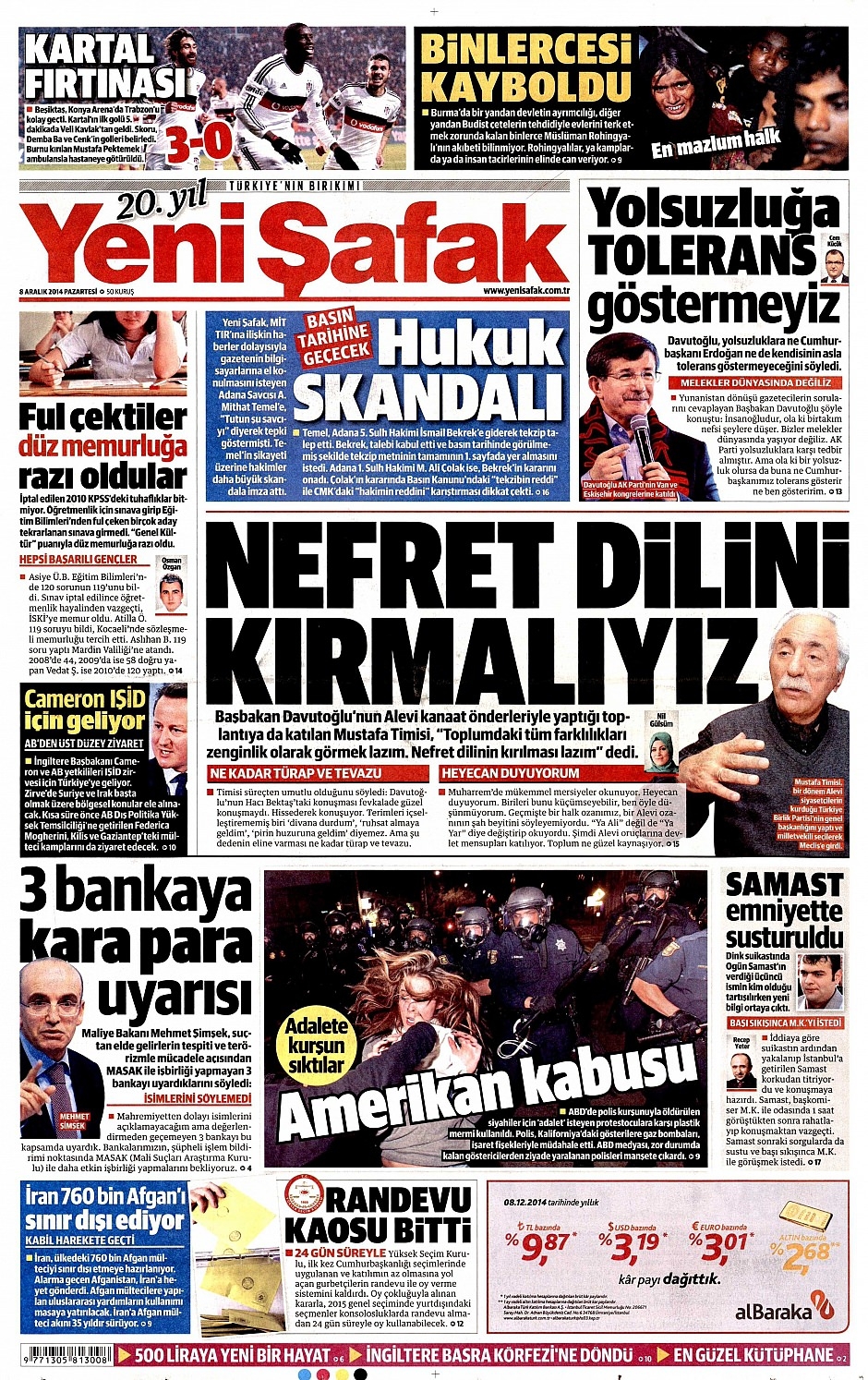 8 Aralık 2014 gazete manşetleri 18