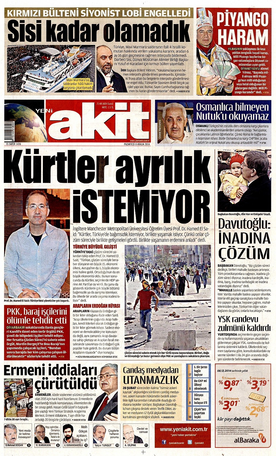 8 Aralık 2014 gazete manşetleri 19
