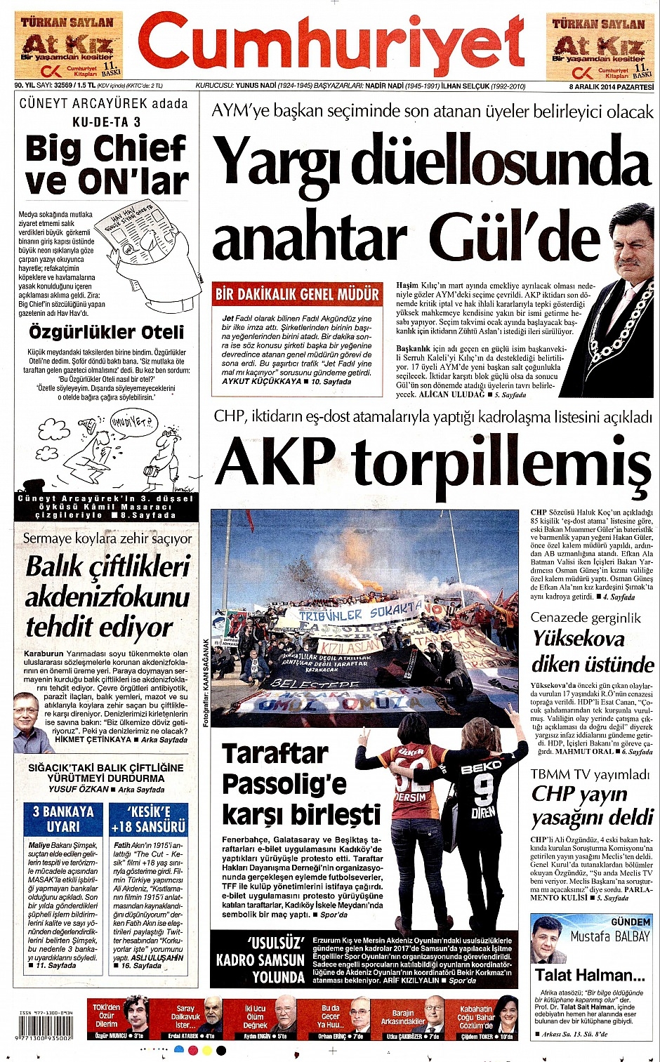 8 Aralık 2014 gazete manşetleri 8