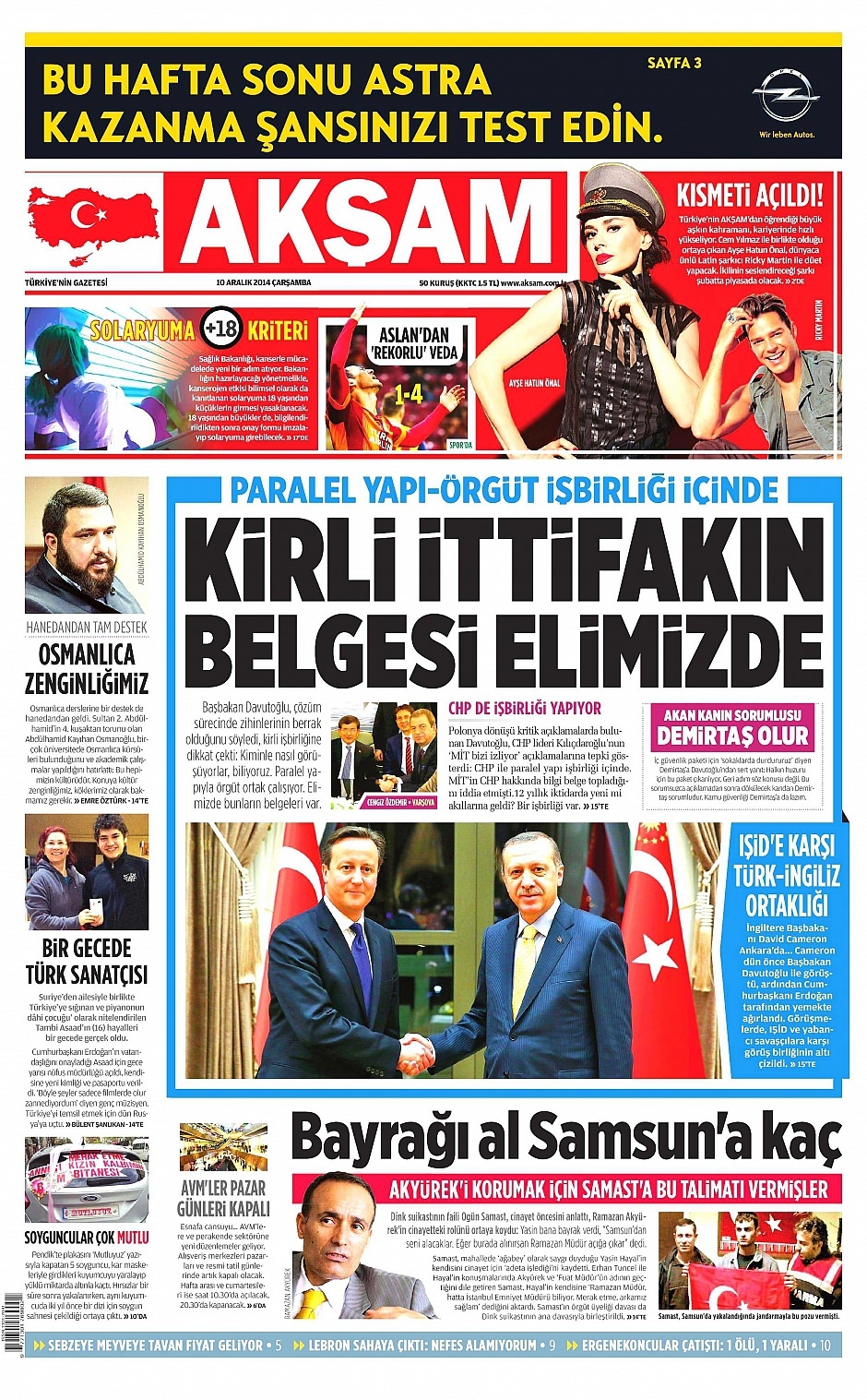 10 Aralık 2014 gazete manşetleri 10