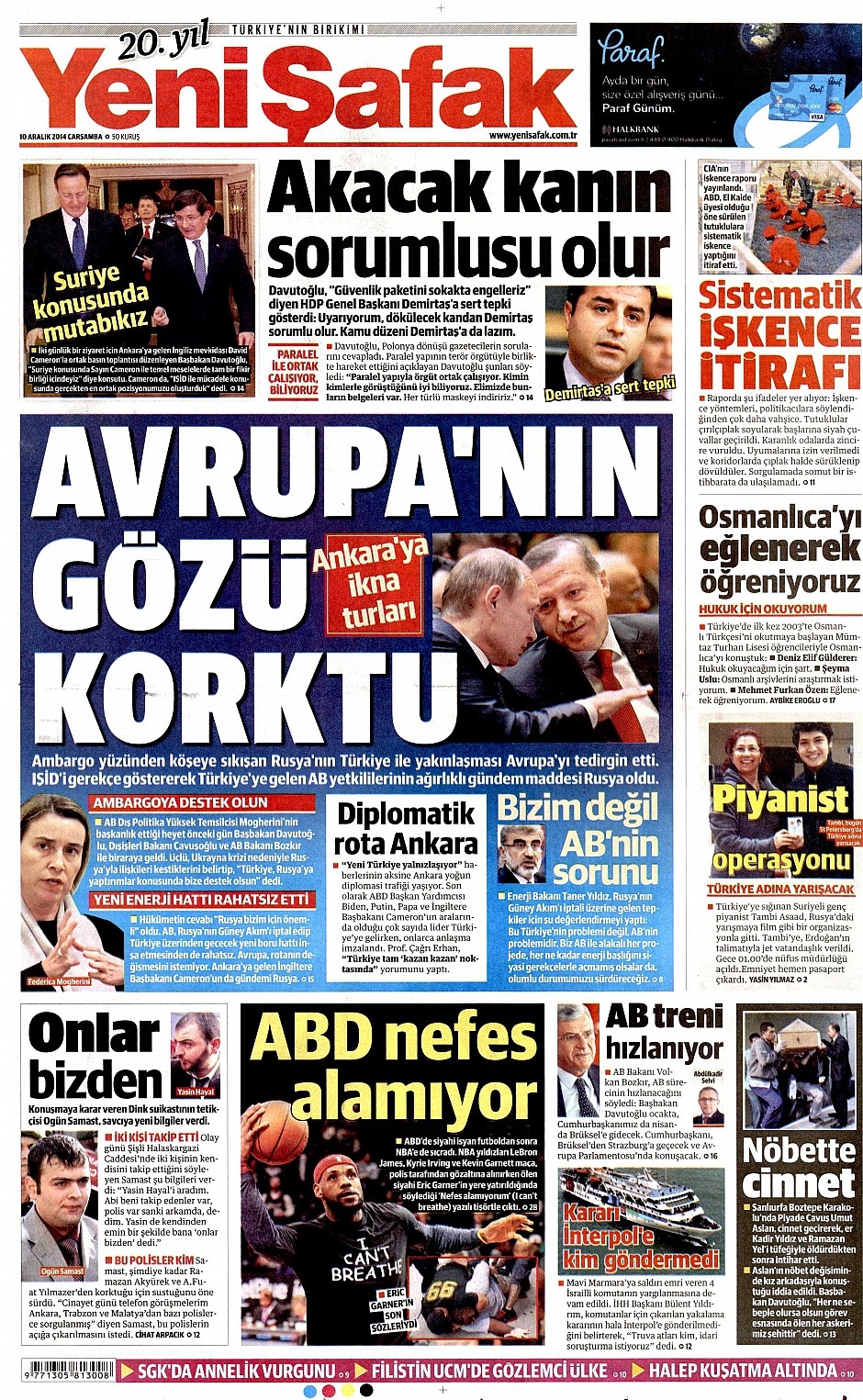 10 Aralık 2014 gazete manşetleri 16