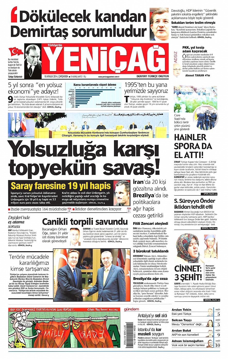 10 Aralık 2014 gazete manşetleri 18