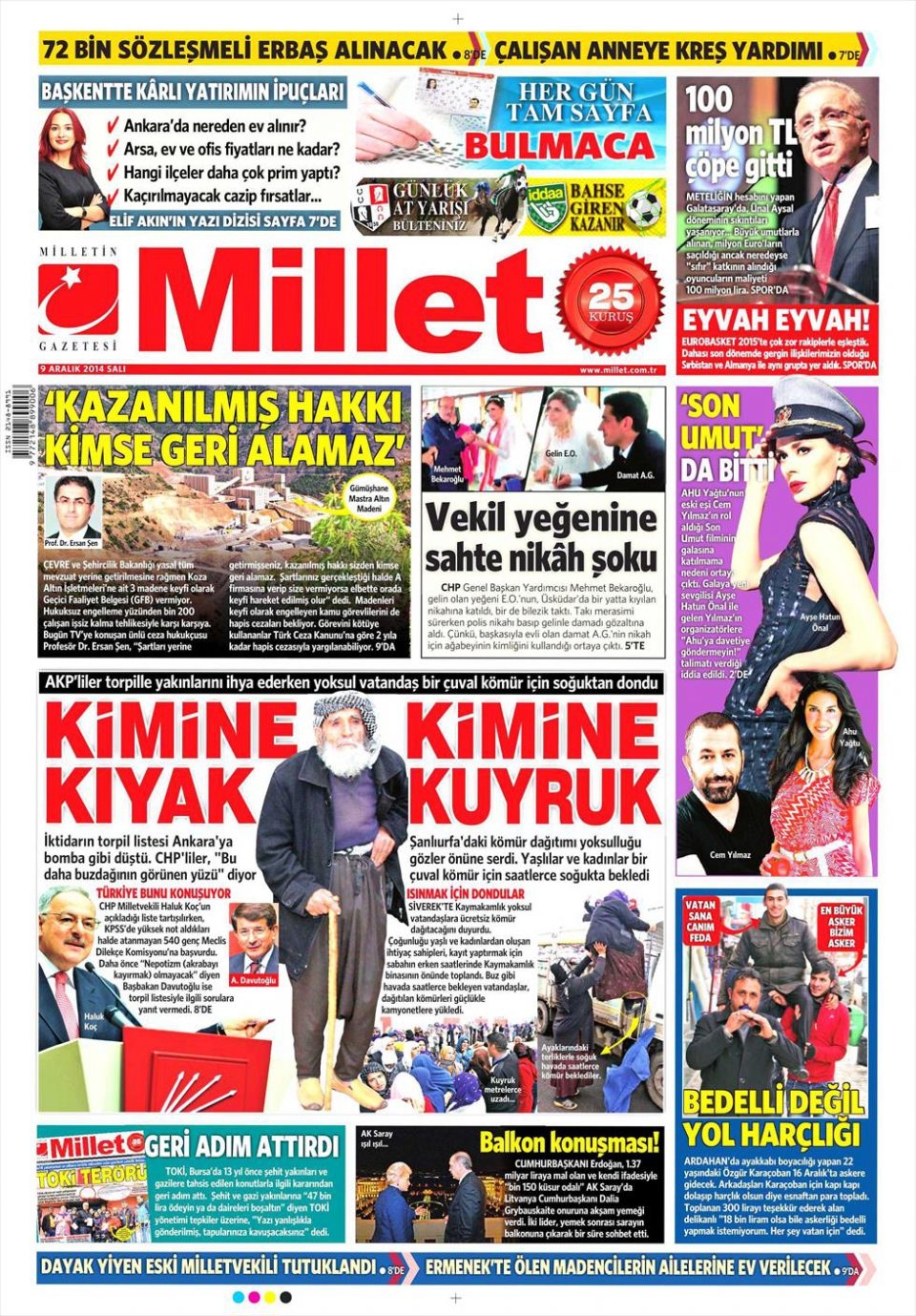 10 Aralık 2014 gazete manşetleri 2