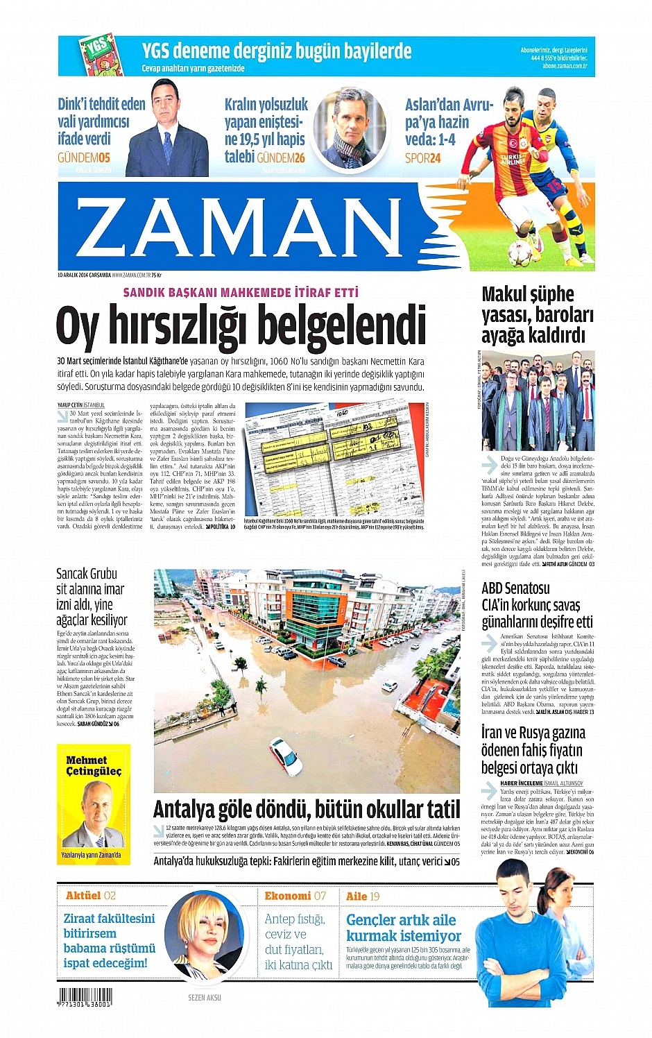 10 Aralık 2014 gazete manşetleri 5