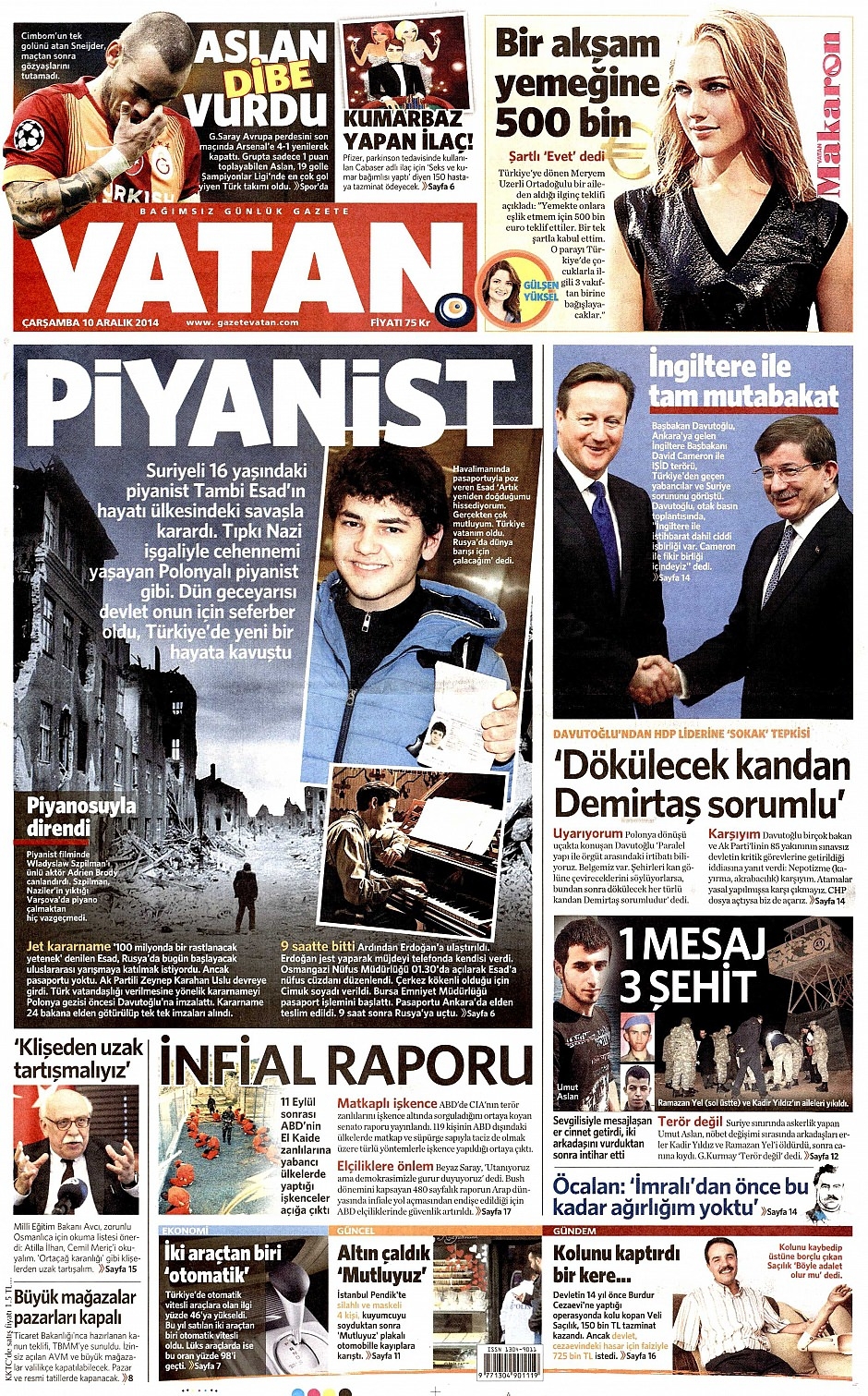 10 Aralık 2014 gazete manşetleri 6