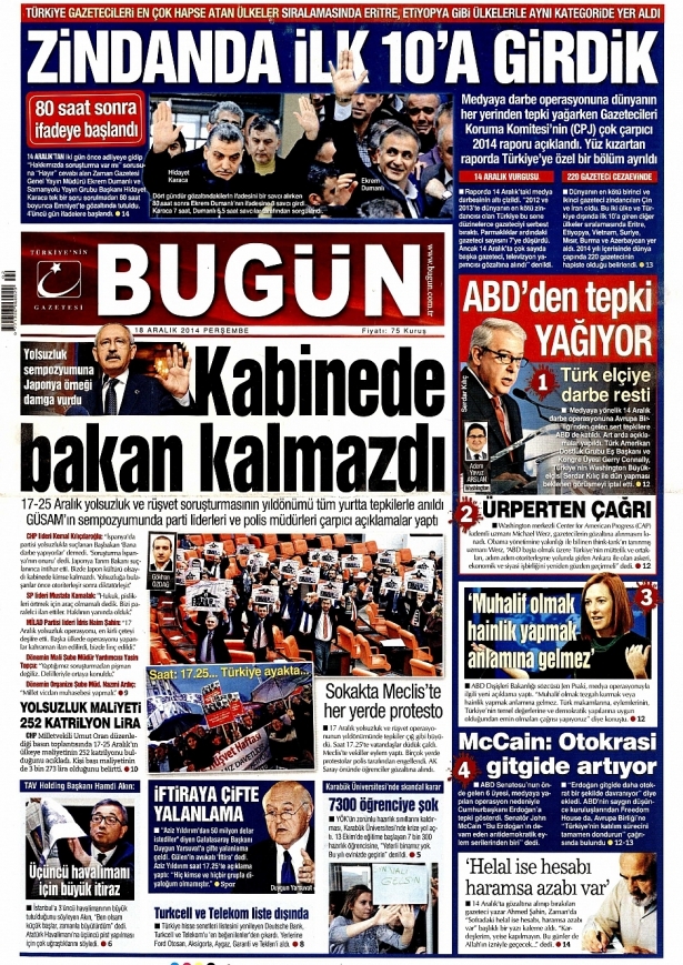 18 Aralık 2014 gazete manşetleri 12