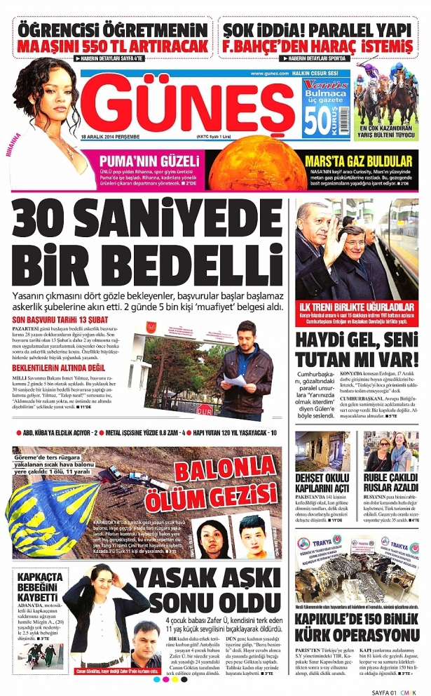 18 Aralık 2014 gazete manşetleri 17