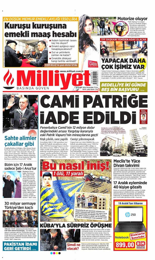 18 Aralık 2014 gazete manşetleri 2