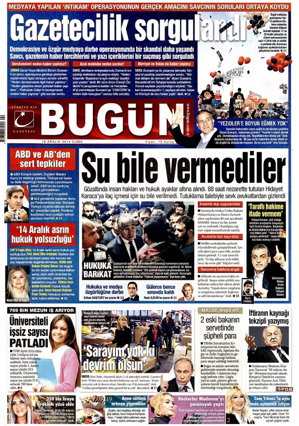 19 Aralık 2014 gazete manşetleri 12