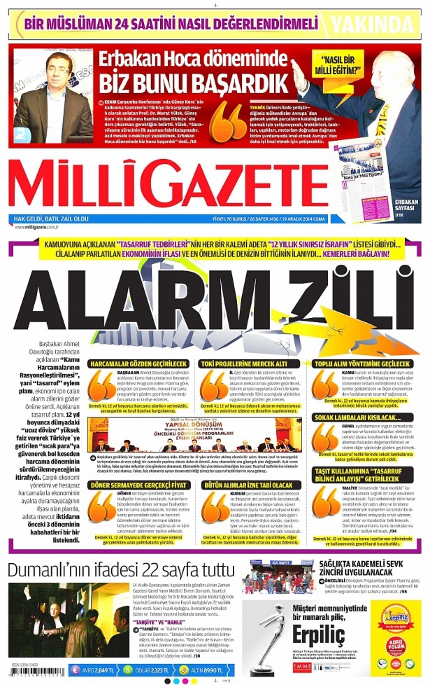 19 Aralık 2014 gazete manşetleri 15