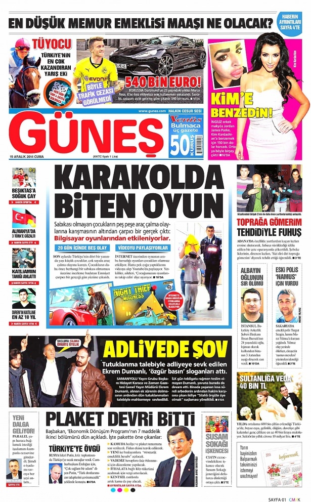 19 Aralık 2014 gazete manşetleri 17