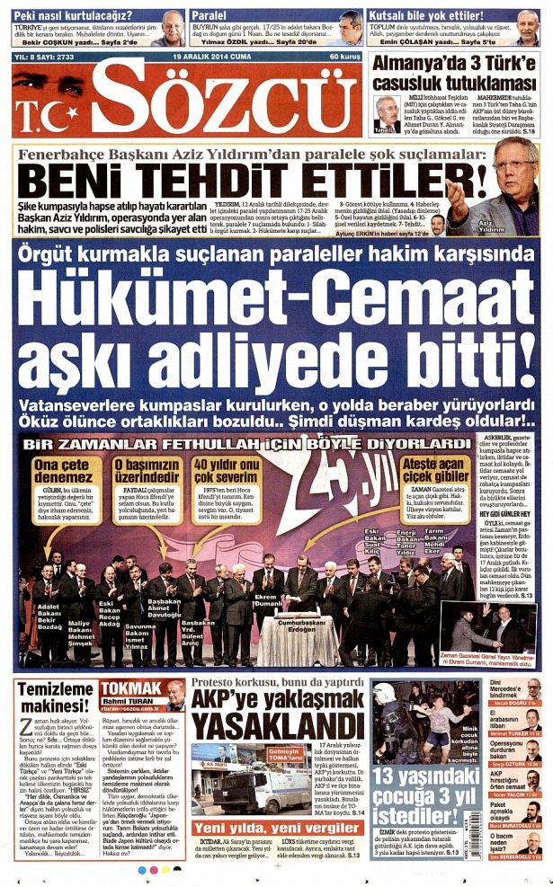 19 Aralık 2014 gazete manşetleri 18