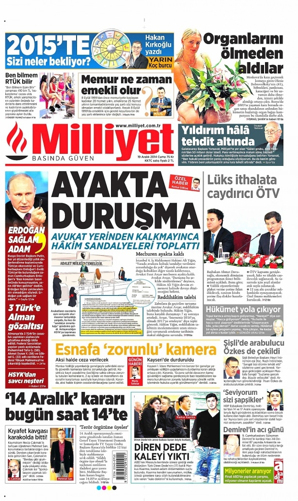 19 Aralık 2014 gazete manşetleri 2