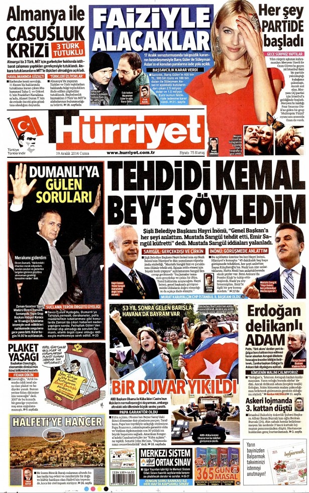 19 Aralık 2014 gazete manşetleri 22