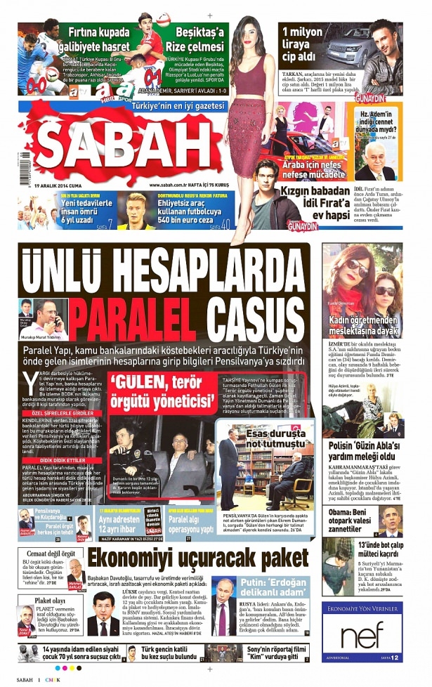 19 Aralık 2014 gazete manşetleri 3