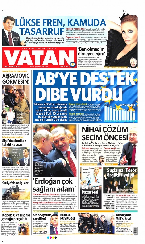 19 Aralık 2014 gazete manşetleri 6