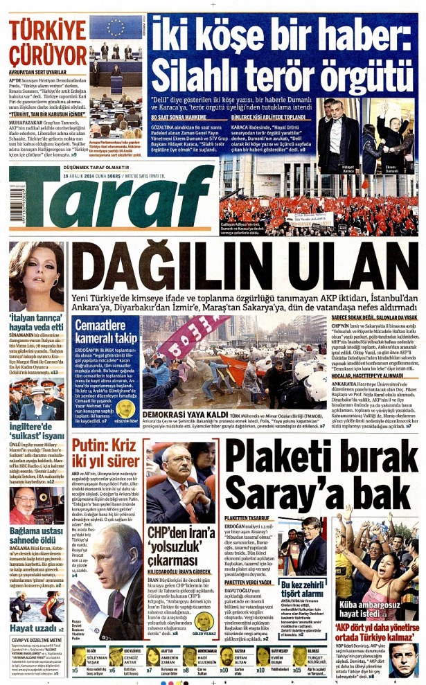 19 Aralık 2014 gazete manşetleri 7