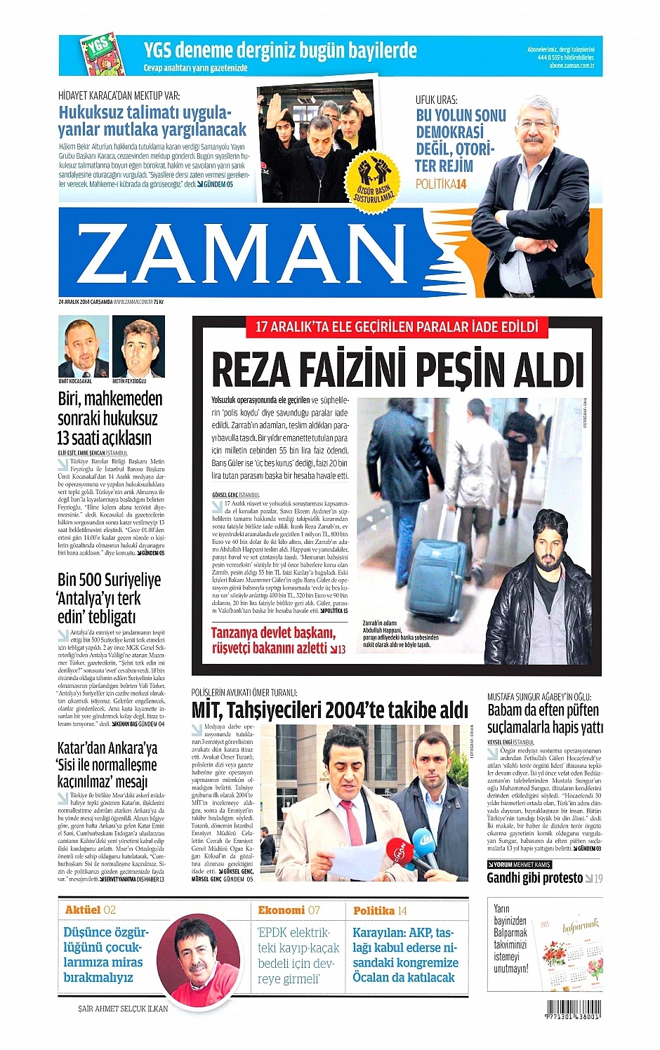 24 Aralık 2014 gazete manşetleri 6