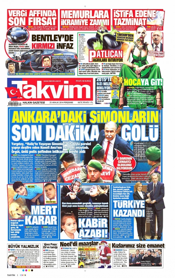 25 Aralık 2014 gazete manşetleri 13