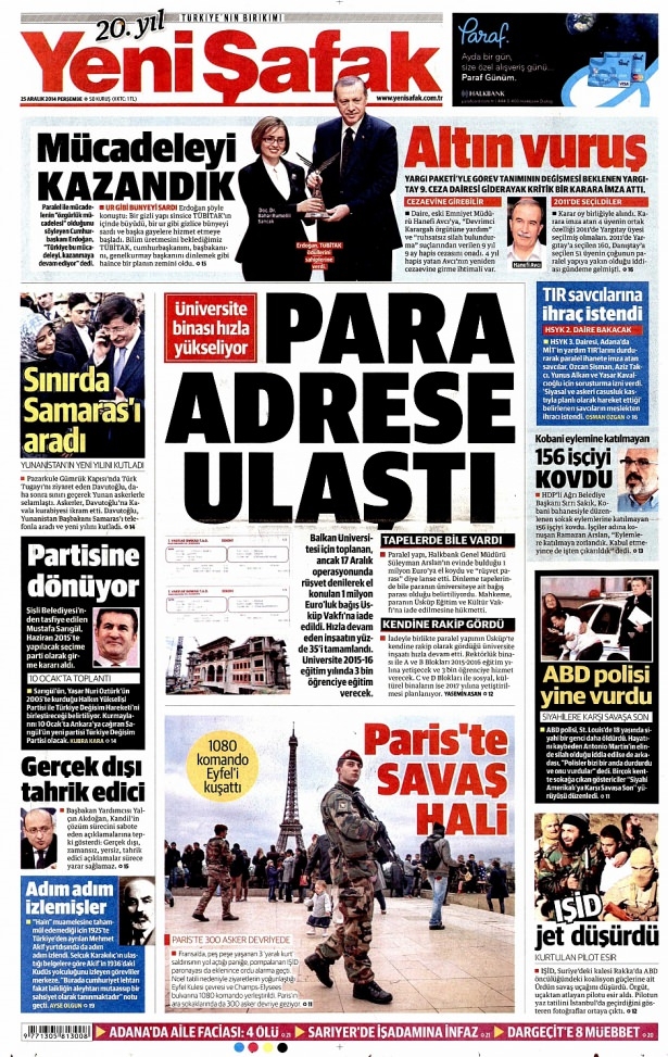 25 Aralık 2014 gazete manşetleri 20