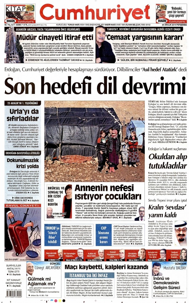 25 Aralık 2014 gazete manşetleri 8