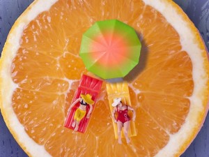 Yiyeceklerin arasındaki minyatür hayat