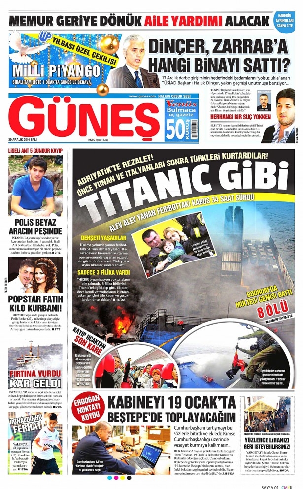 30 Aralık 2014 gazete manşetleri 17