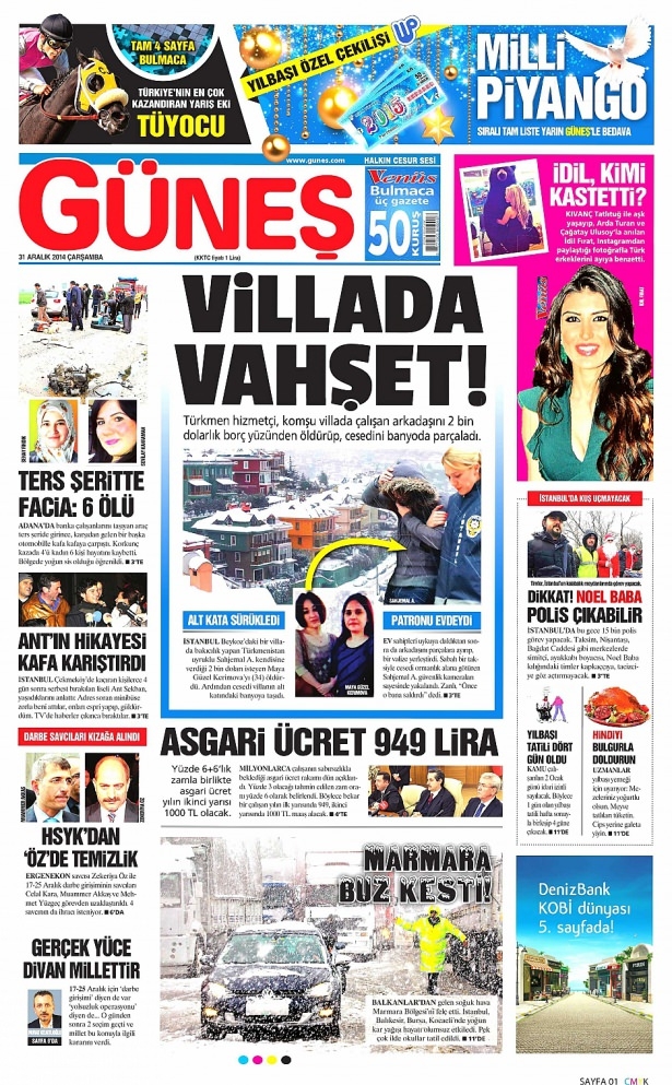 31 Aralık 2014 gazete manşetleri 16
