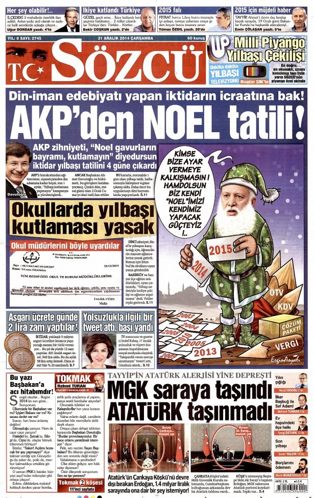 31 Aralık 2014 gazete manşetleri 17