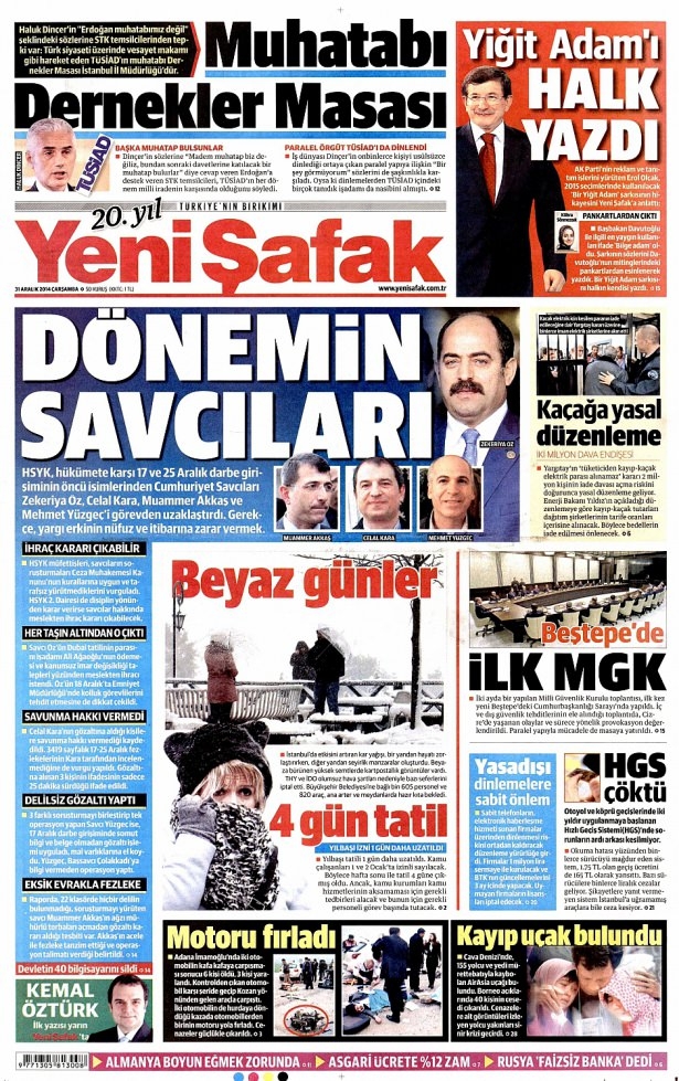31 Aralık 2014 gazete manşetleri 18