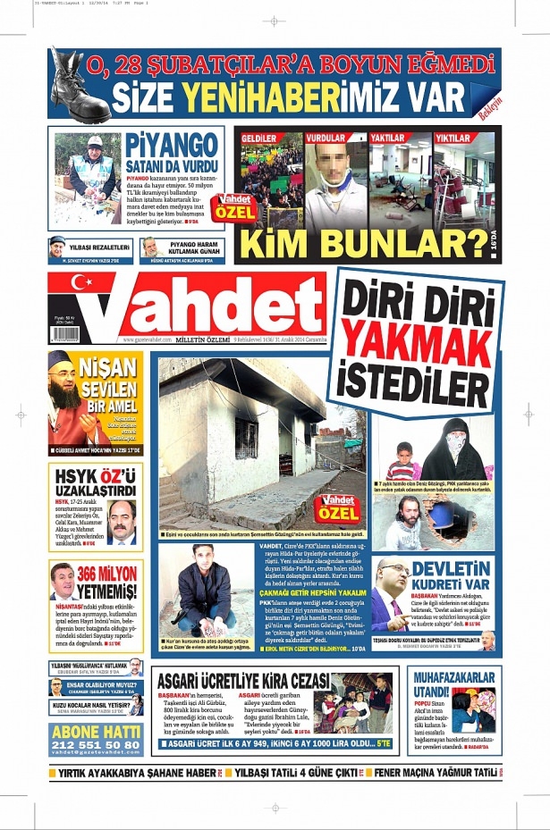 31 Aralık 2014 gazete manşetleri 23