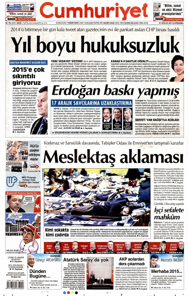31 Aralık 2014 gazete manşetleri 8