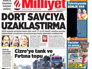 31 Aralık 2014 gazete manşetleri