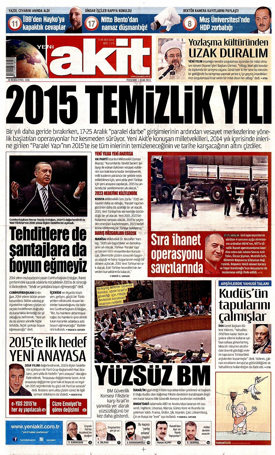 1 Ocak 2015 gazete manşetleri 19