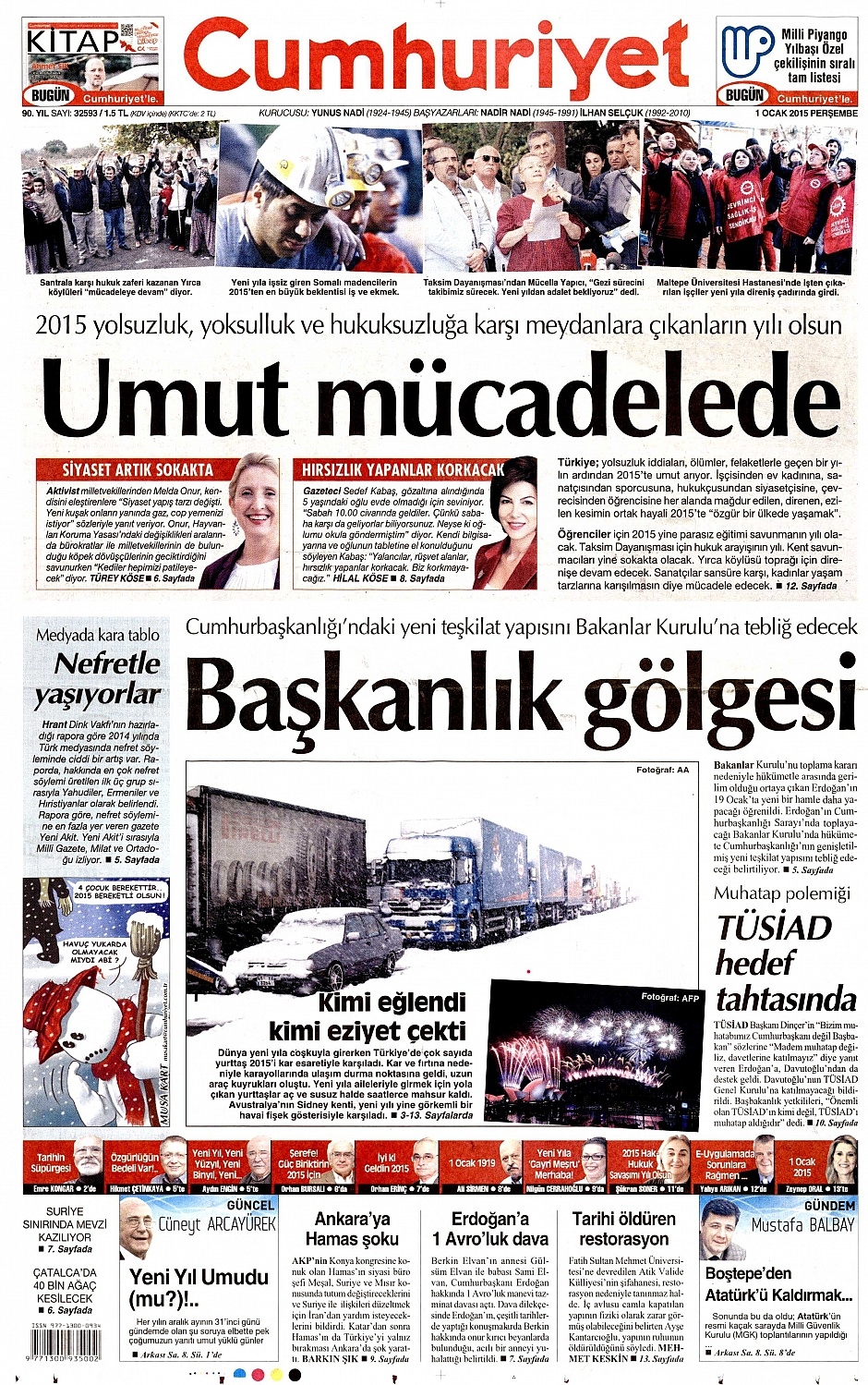1 Ocak 2015 gazete manşetleri 8