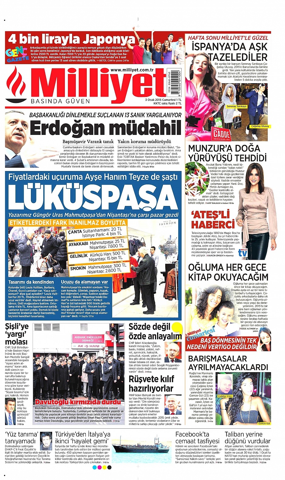 3 Ocak 2015 gazete manşetleri 1