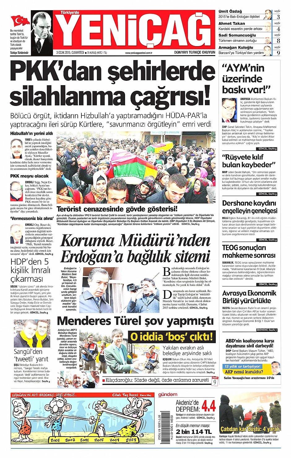 3 Ocak 2015 gazete manşetleri 15