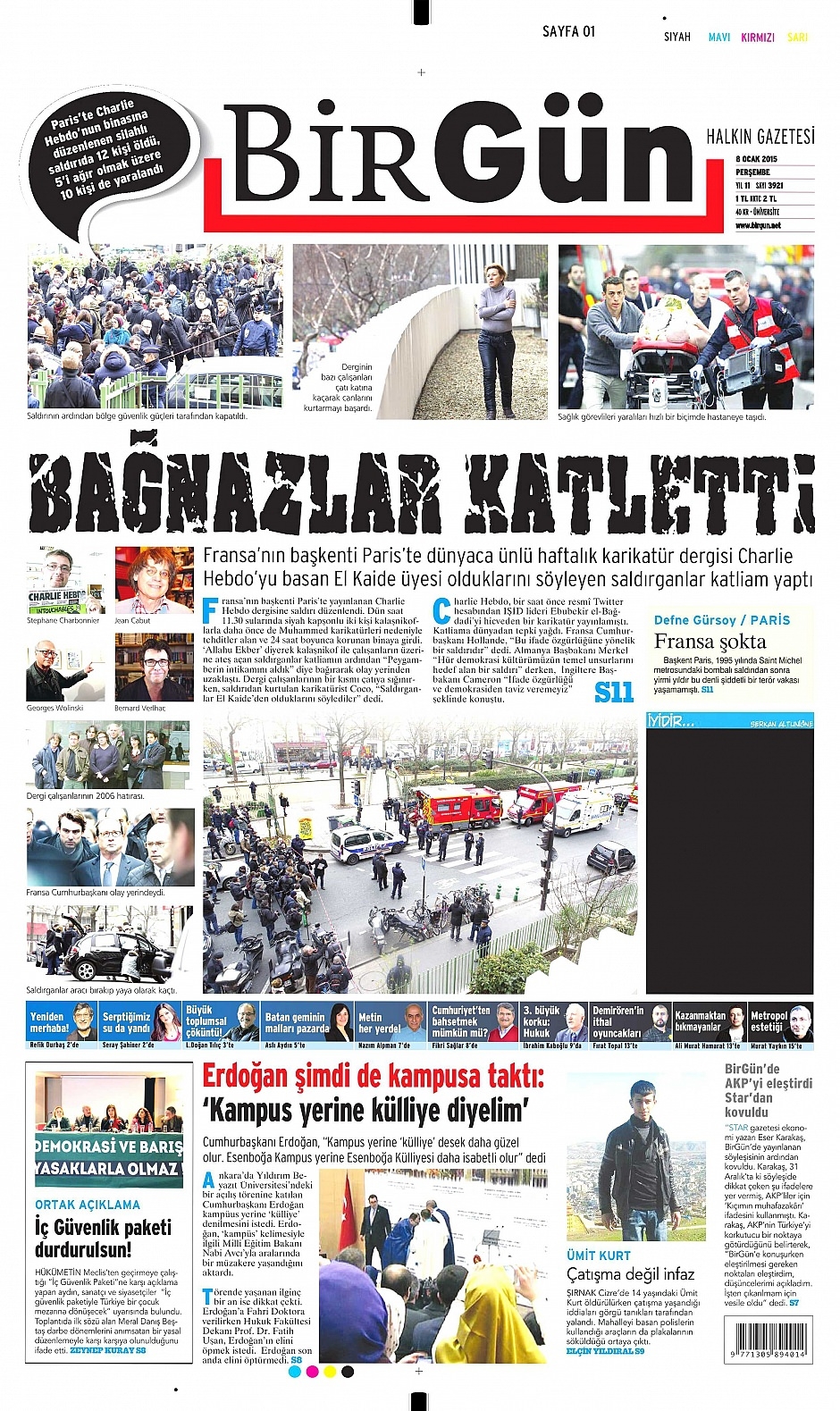 8 Ocak 2015 gazete manşetleri 14