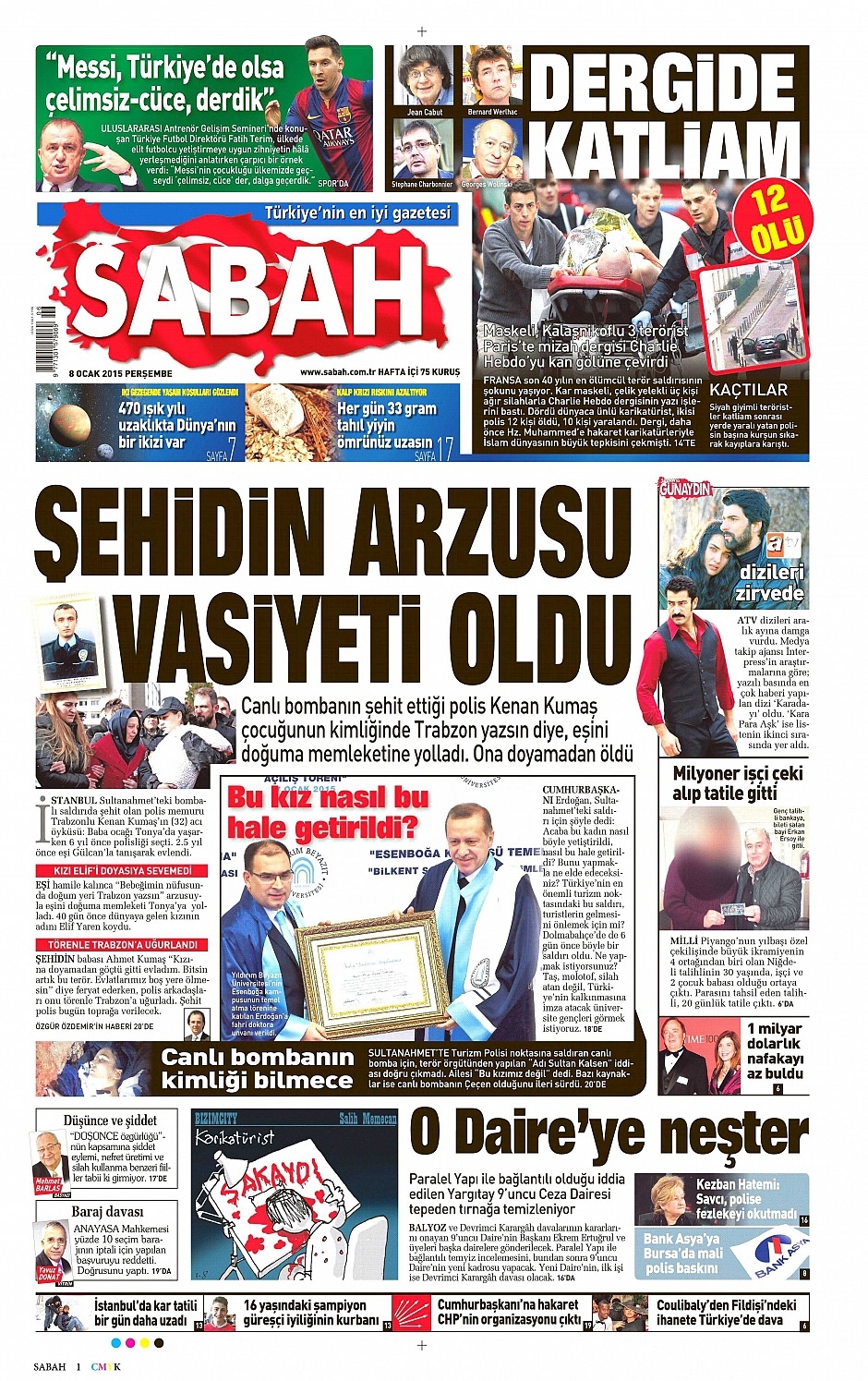 8 Ocak 2015 gazete manşetleri 2