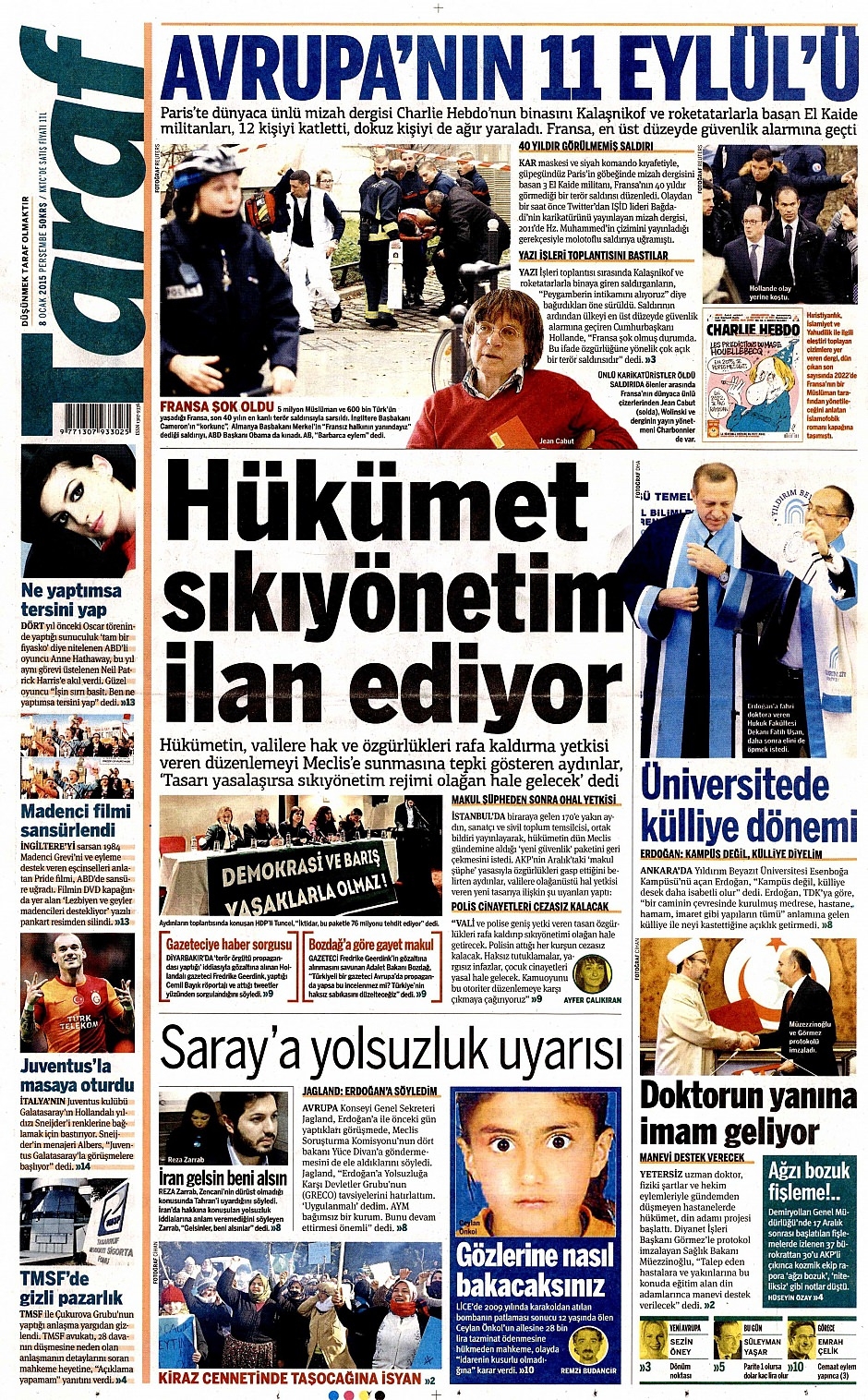 8 Ocak 2015 gazete manşetleri 7