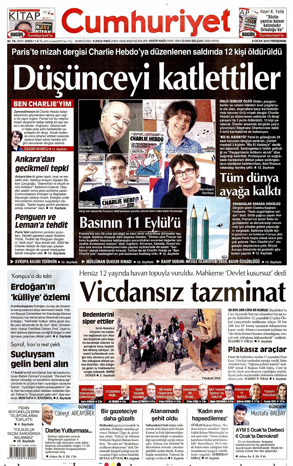 8 Ocak 2015 gazete manşetleri 8