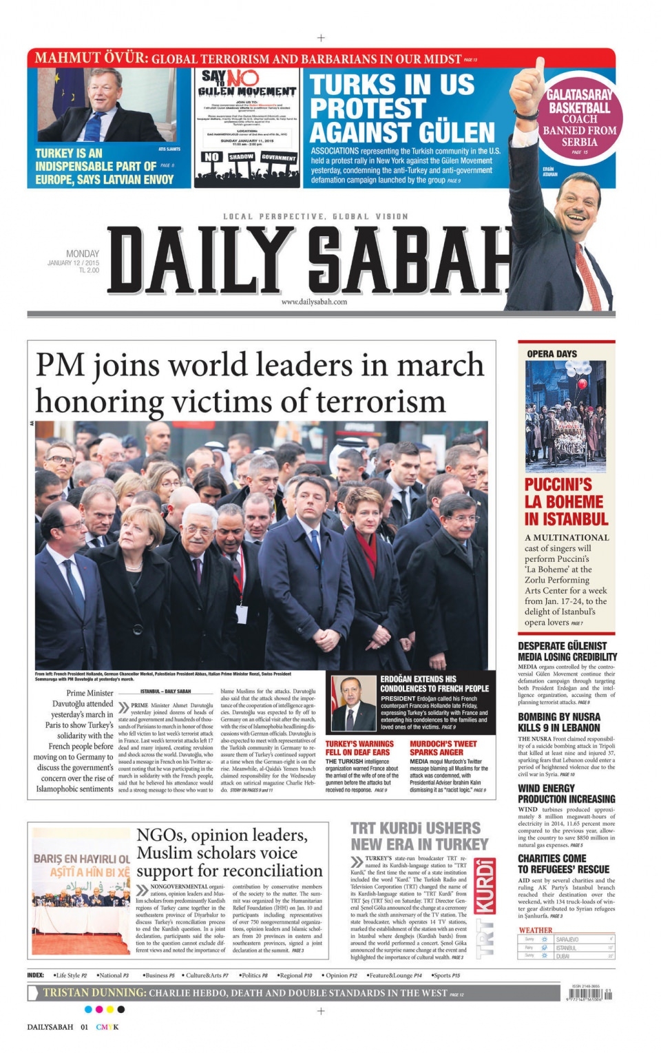 12 Ocak 2015 gazete manşetleri 19
