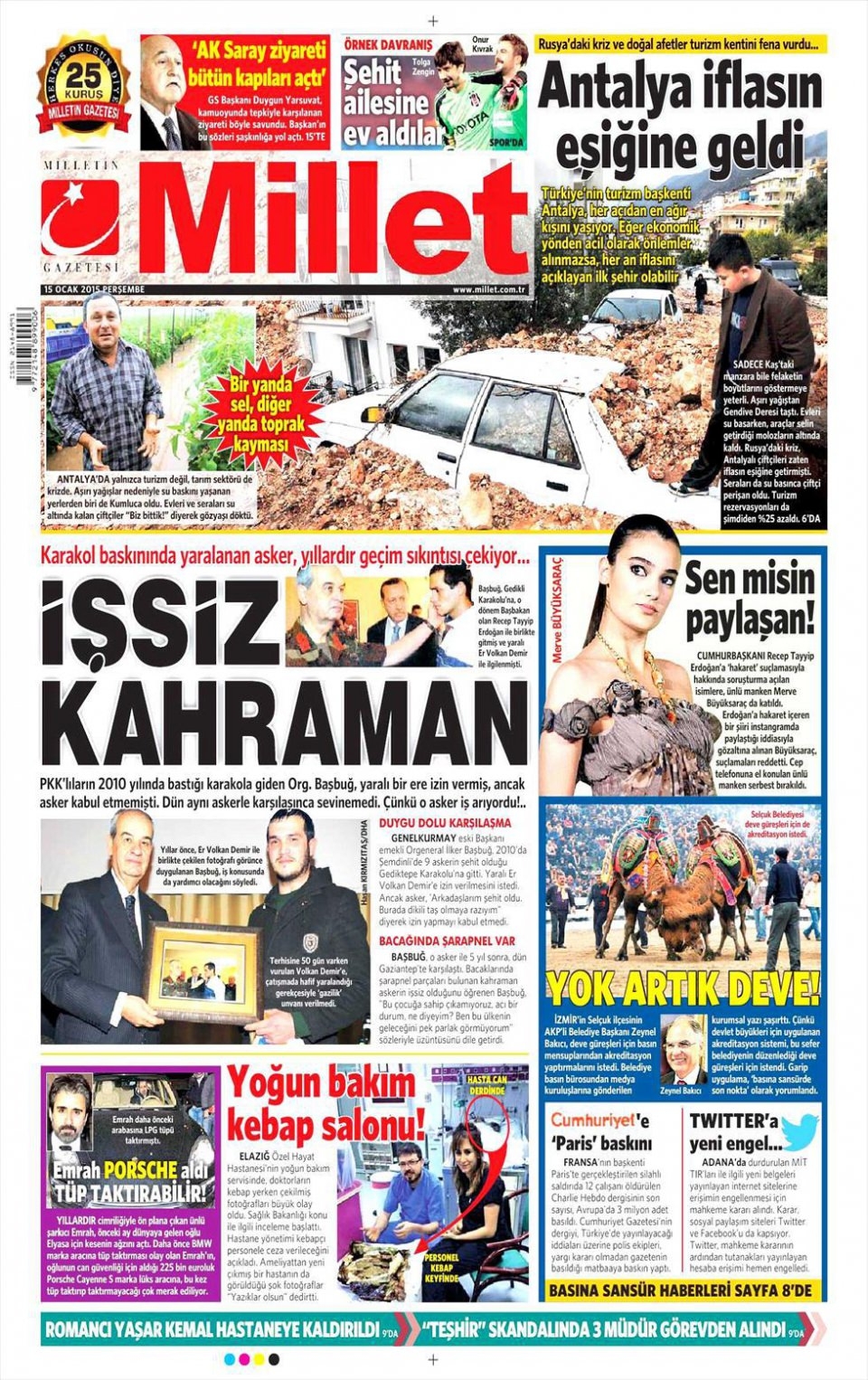 15 Ocak 2015 gazete manşetleri 29