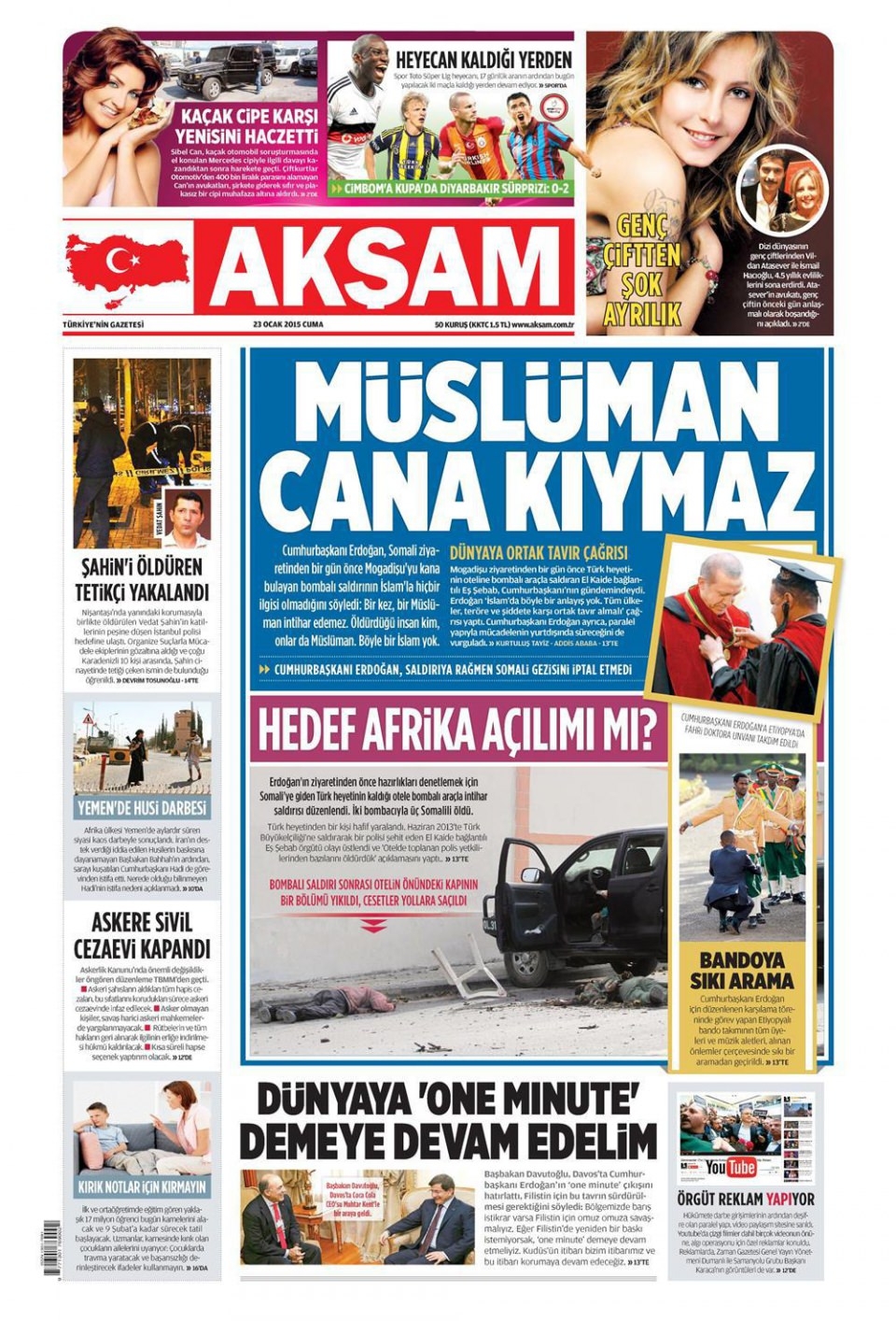 23 Ocak 2015 5 gazete manşetleri 1