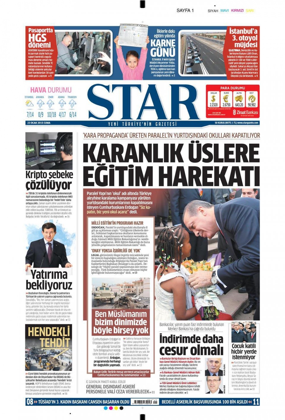 23 Ocak 2015 5 gazete manşetleri 14