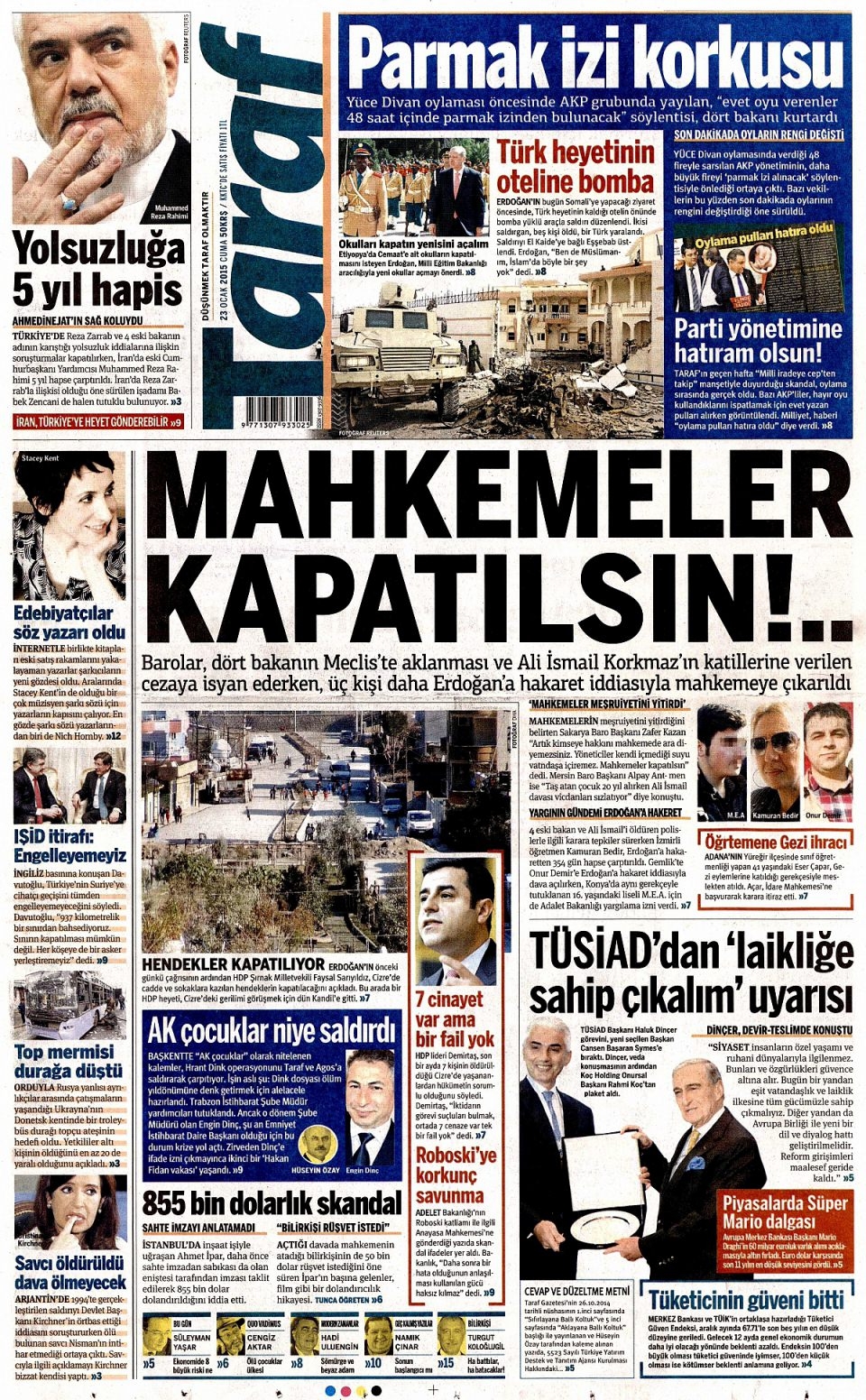 23 Ocak 2015 5 gazete manşetleri 16