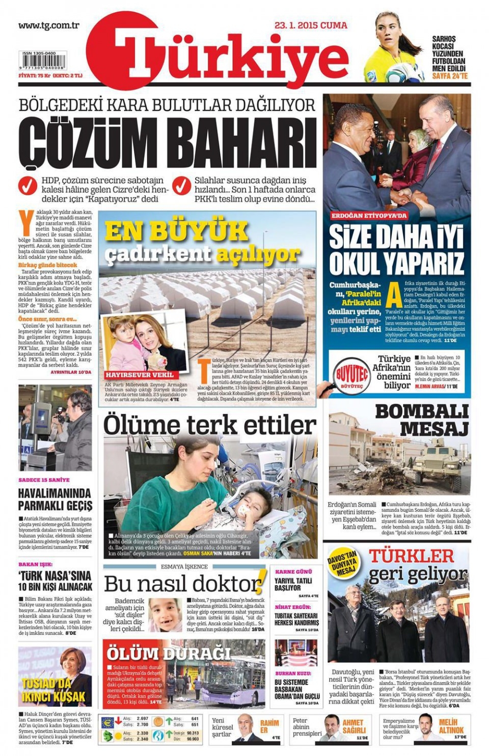 23 Ocak 2015 5 gazete manşetleri 17