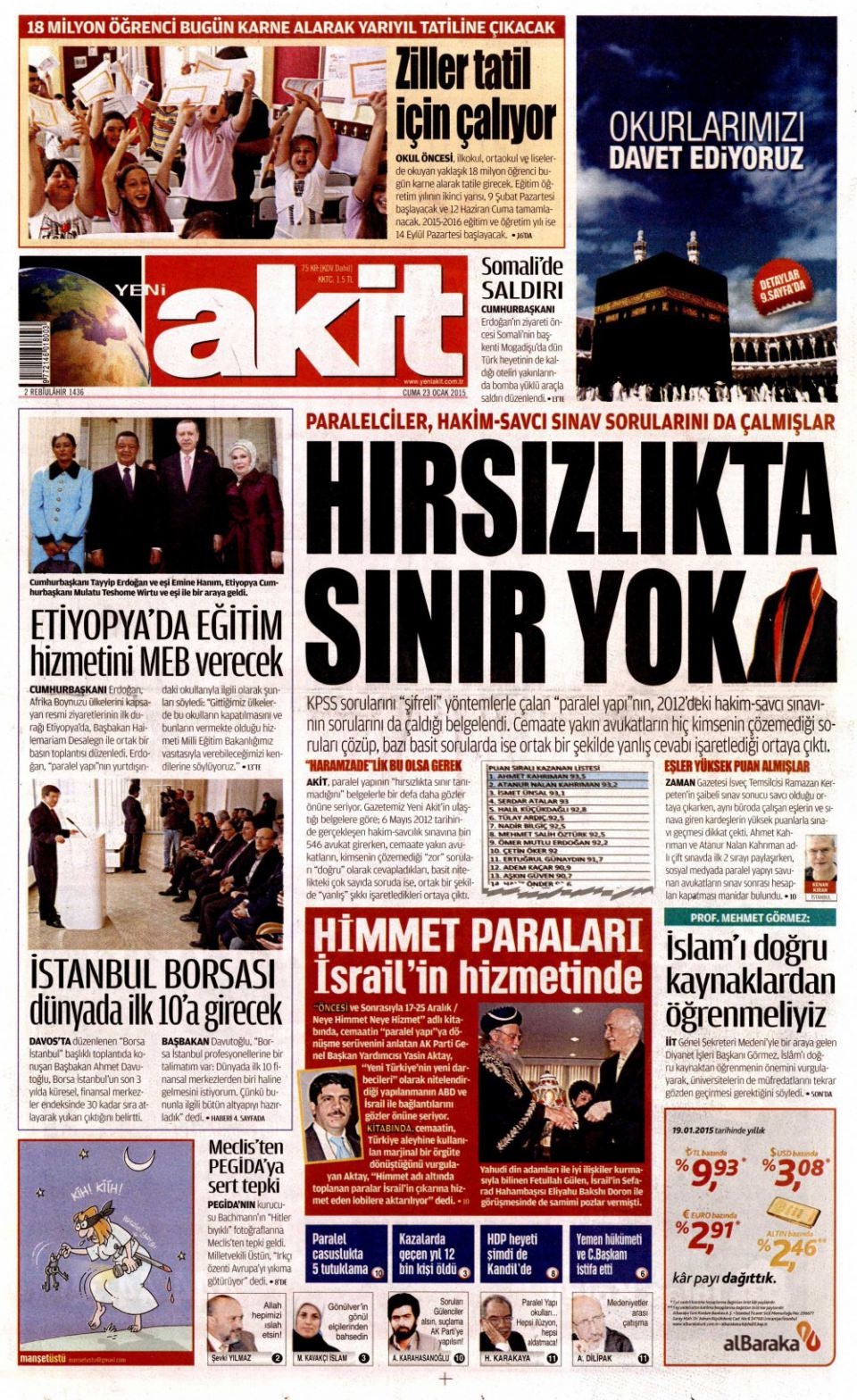 23 Ocak 2015 5 gazete manşetleri 18